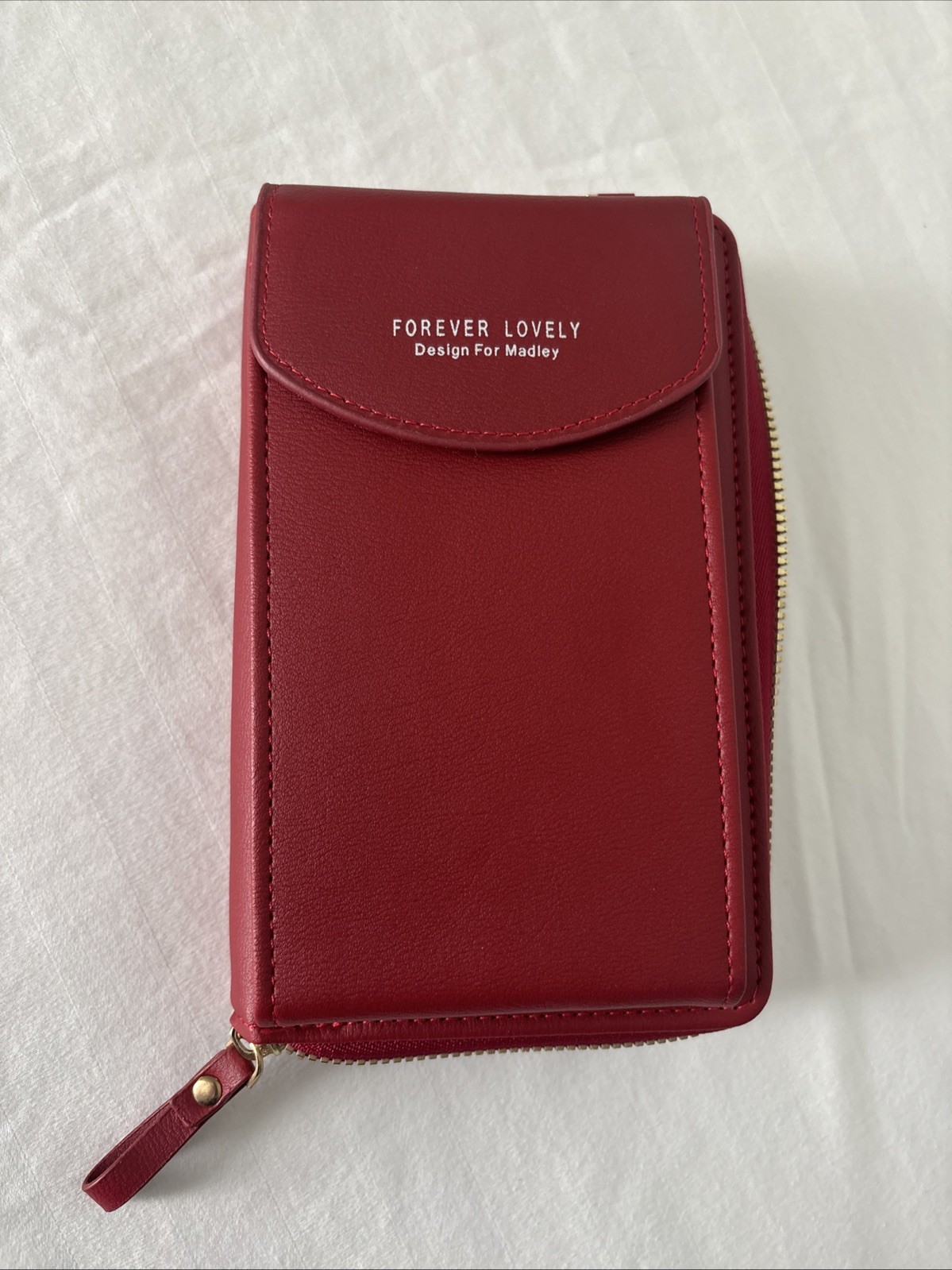 Forever Lovely Design for Madley: Red Crossbody Clutch, Removable Strap