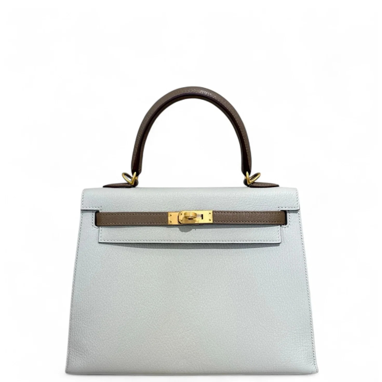 Hermes Kelly 25 80 Pearl Grey 18 Etoupe Chevre Mysore (aa072326c7r)