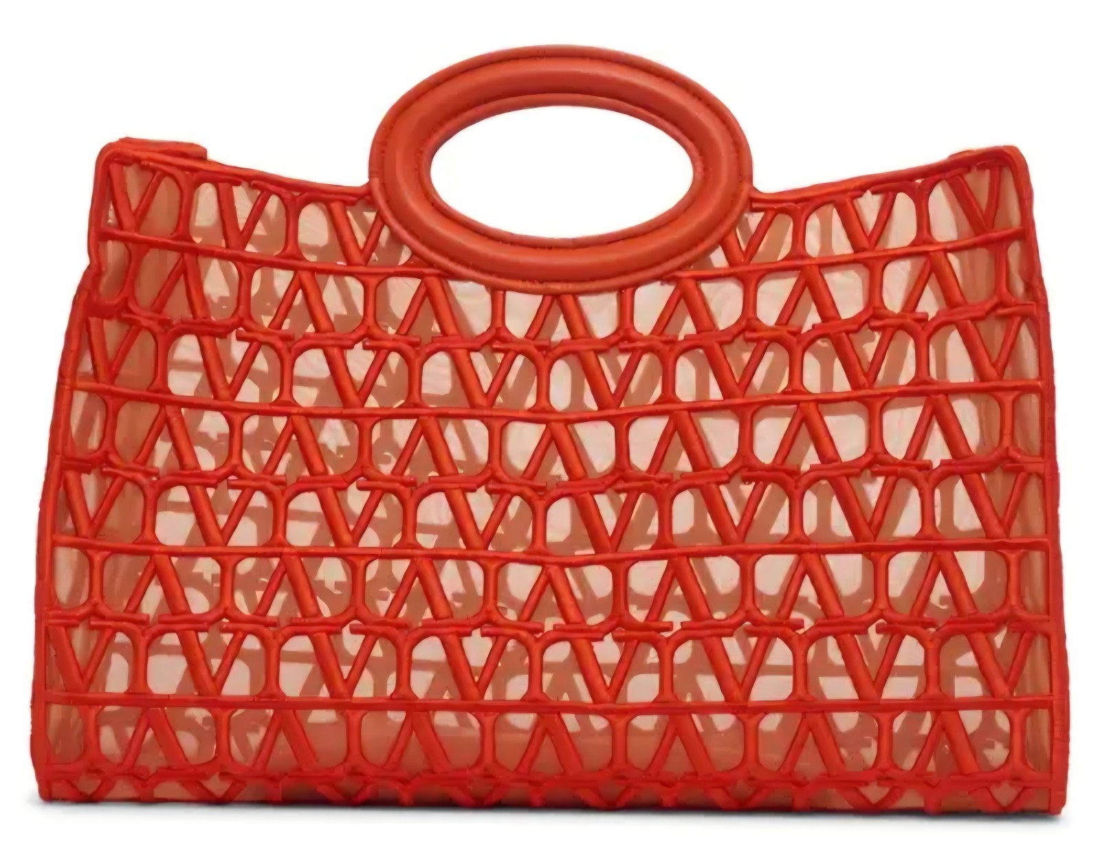 VALENTINO Le Troisieme Mesh Canvas Tote Bag LB8 Goldfish (Rosso)