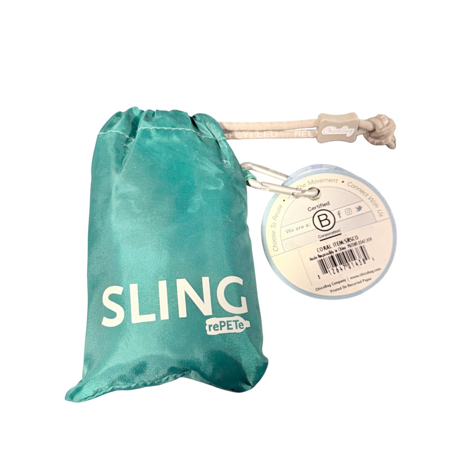 ChicoBag rePETe Sling Reusable Crossbody Bag Teal Recycled Plastic Bottles NWT