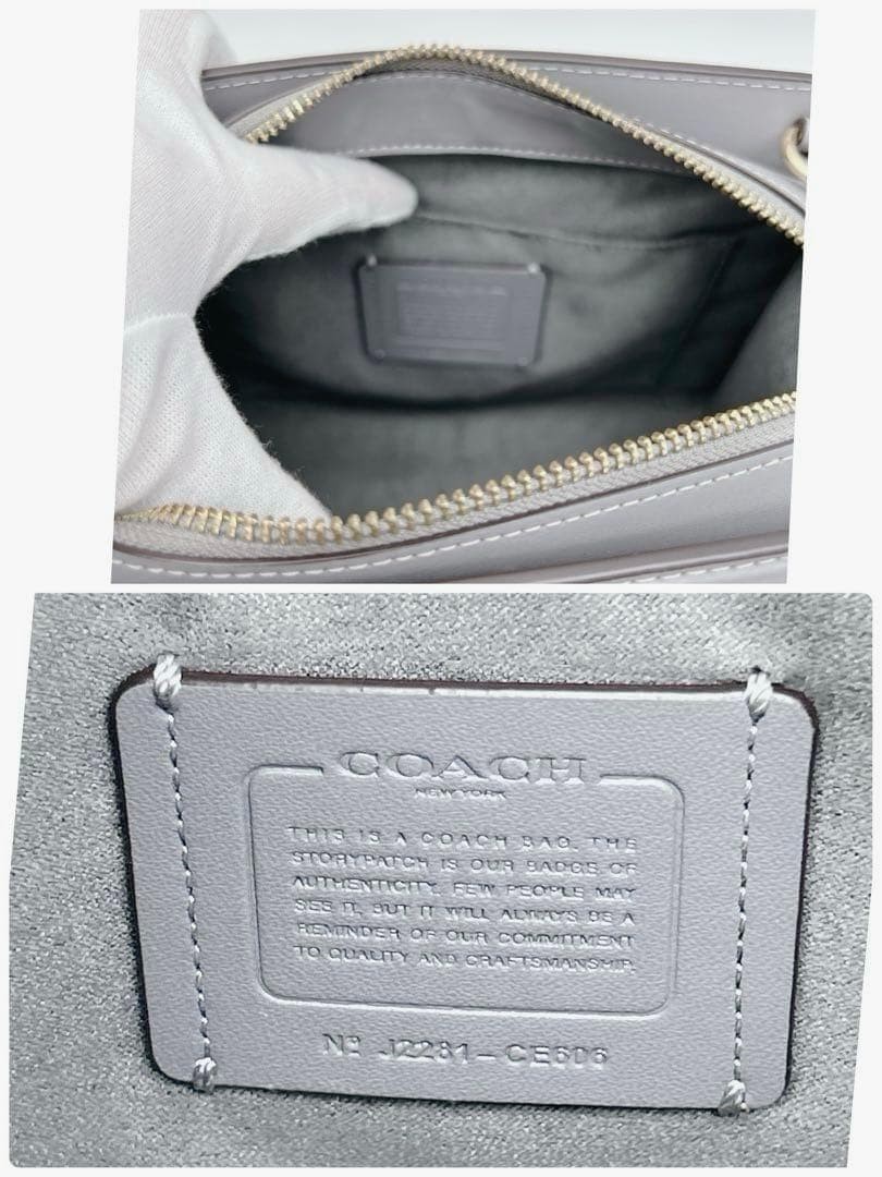 Coach Grace Carryall CE606 Python Embossed Leather 2Way Bag Gray