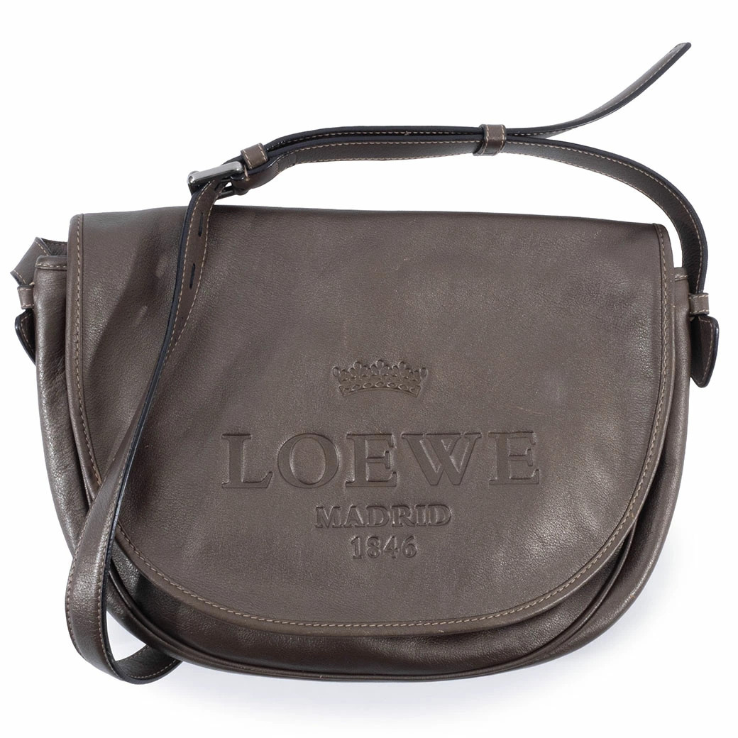 LOEWE Heritage Shoulder Bag Leather Bronze with Papers Unisex #URB306