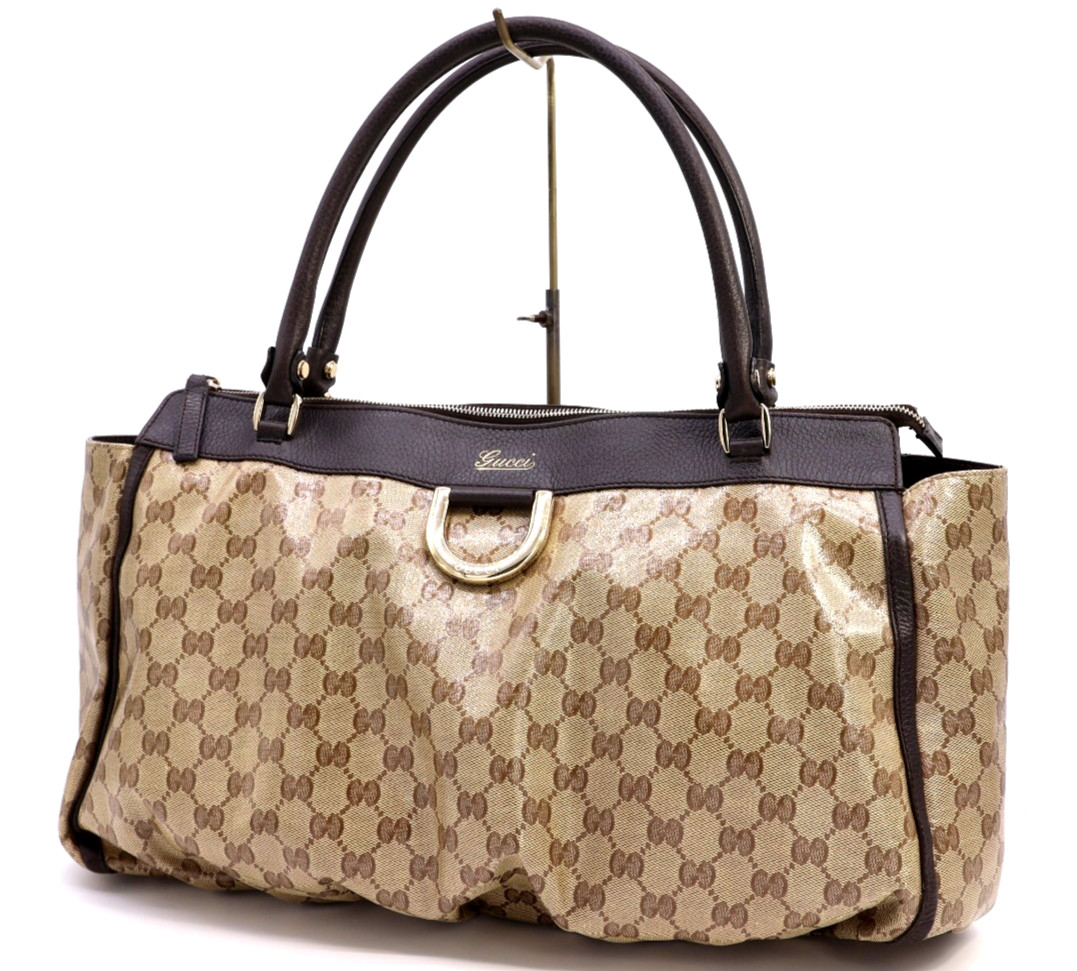 GUCCI Abbey Handbag GG Canvas Brown 341491 Classic Large Authentic