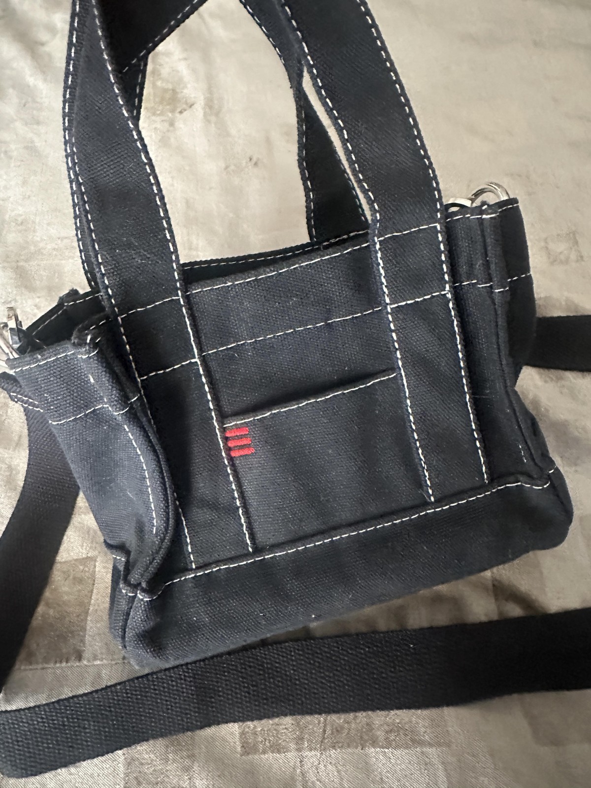 Urban Outfitters BDG Mini Canvas Tote Bag Black White Stitching Crossbody
