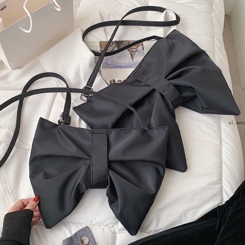 Bow Tote Bag Cute Bowknot Shoulder Bag Casual Canvas Handbag Commuter Women Chic