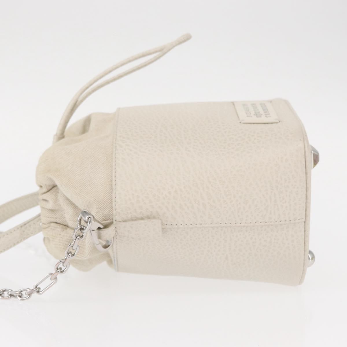Maison Margiela 5AC Chain Shoulder Bucket Bag Leather 2way White Auth 154759