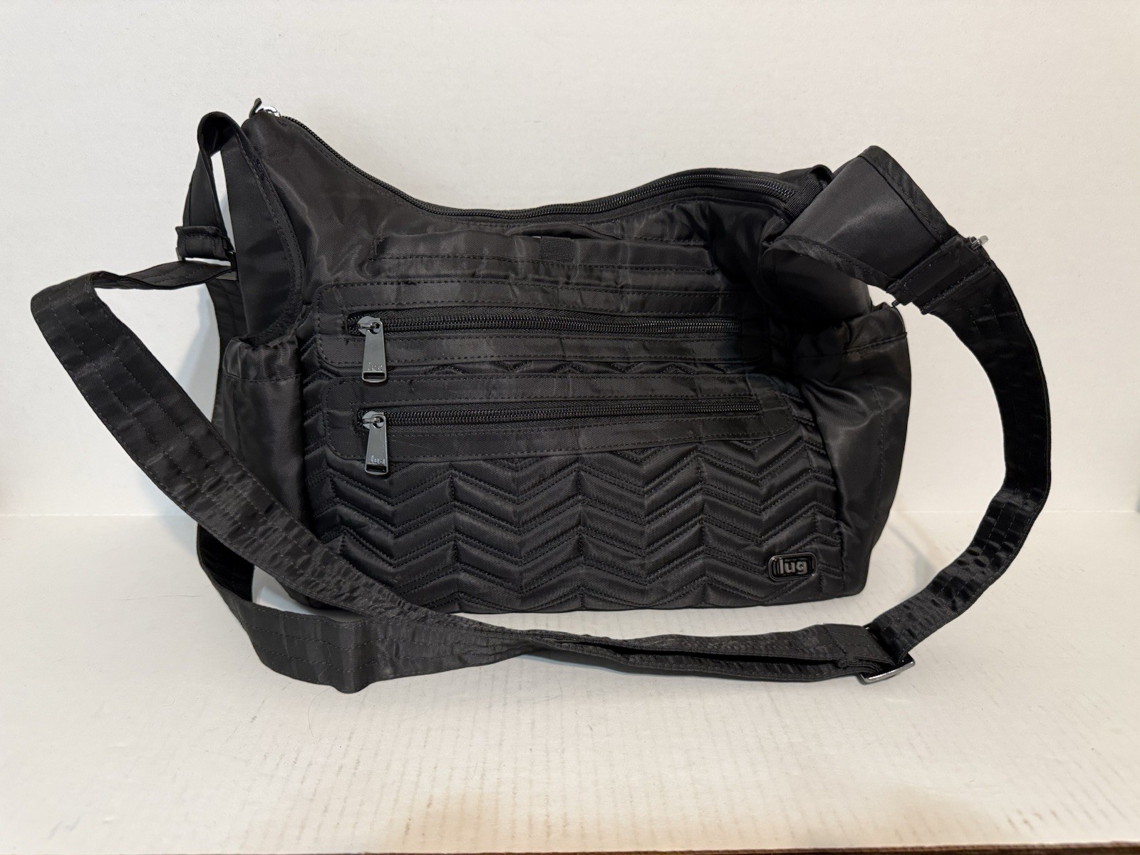 Lug Camper Crossbody Bag Quilted Chevron Pattern Midnight Back