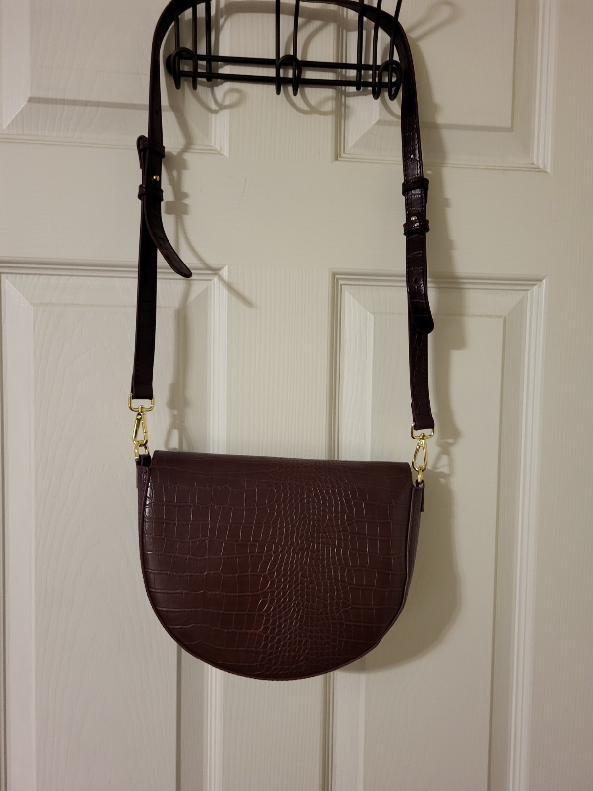 Katie Loxton Quinn Faux Croc Saddle Bag (Brown)