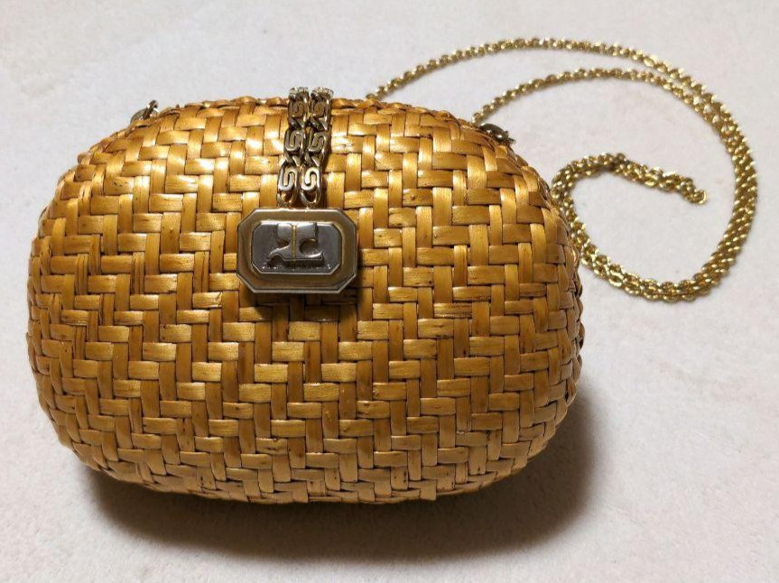 Courreges Shoulder Bag Rattan Basket Chain Bag Width 17cm x Height 13cm France