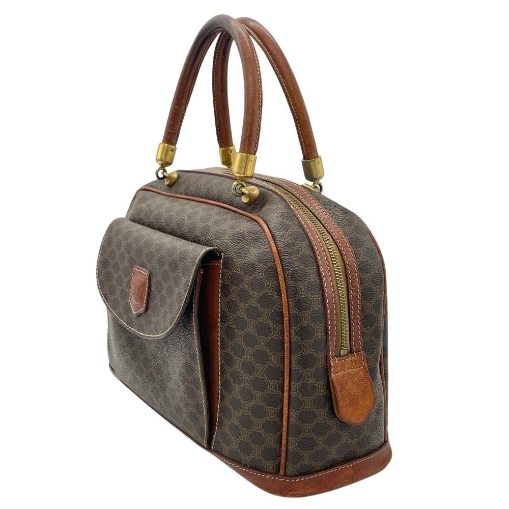 Authentic Celine Macadam Vintage Leather Shoulder Bag Brown 31.5cm