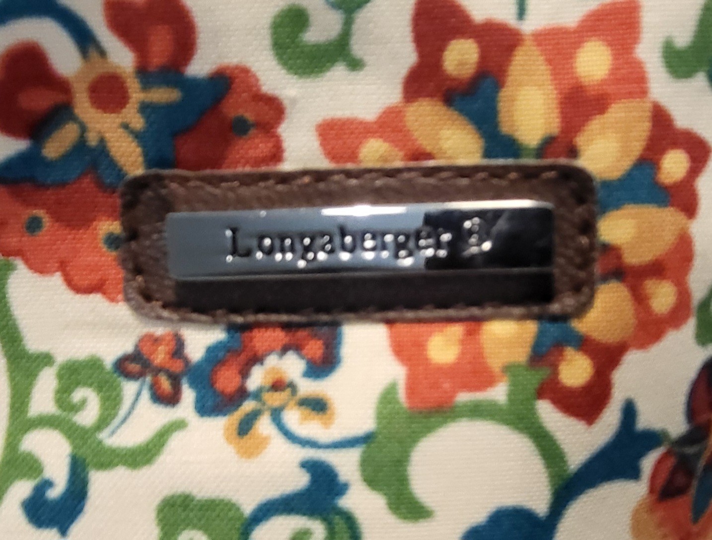 Longaberger Floral Crossbody Purse NWT Brown Strap Silver Hardware Bright Boho