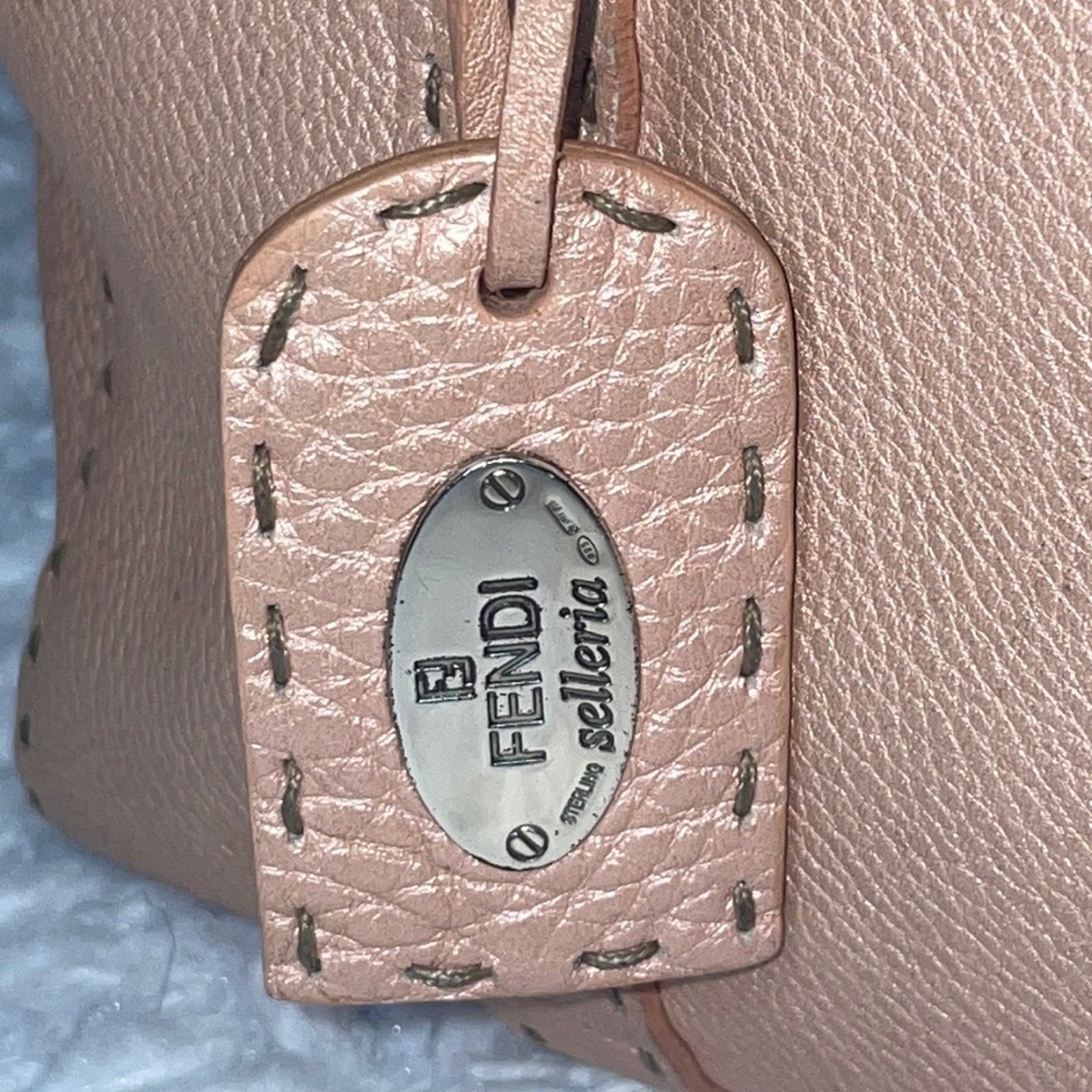 Fendi Selleria Linda Large Pink Leather Flap Tote Shoulder Bag 925 Silver