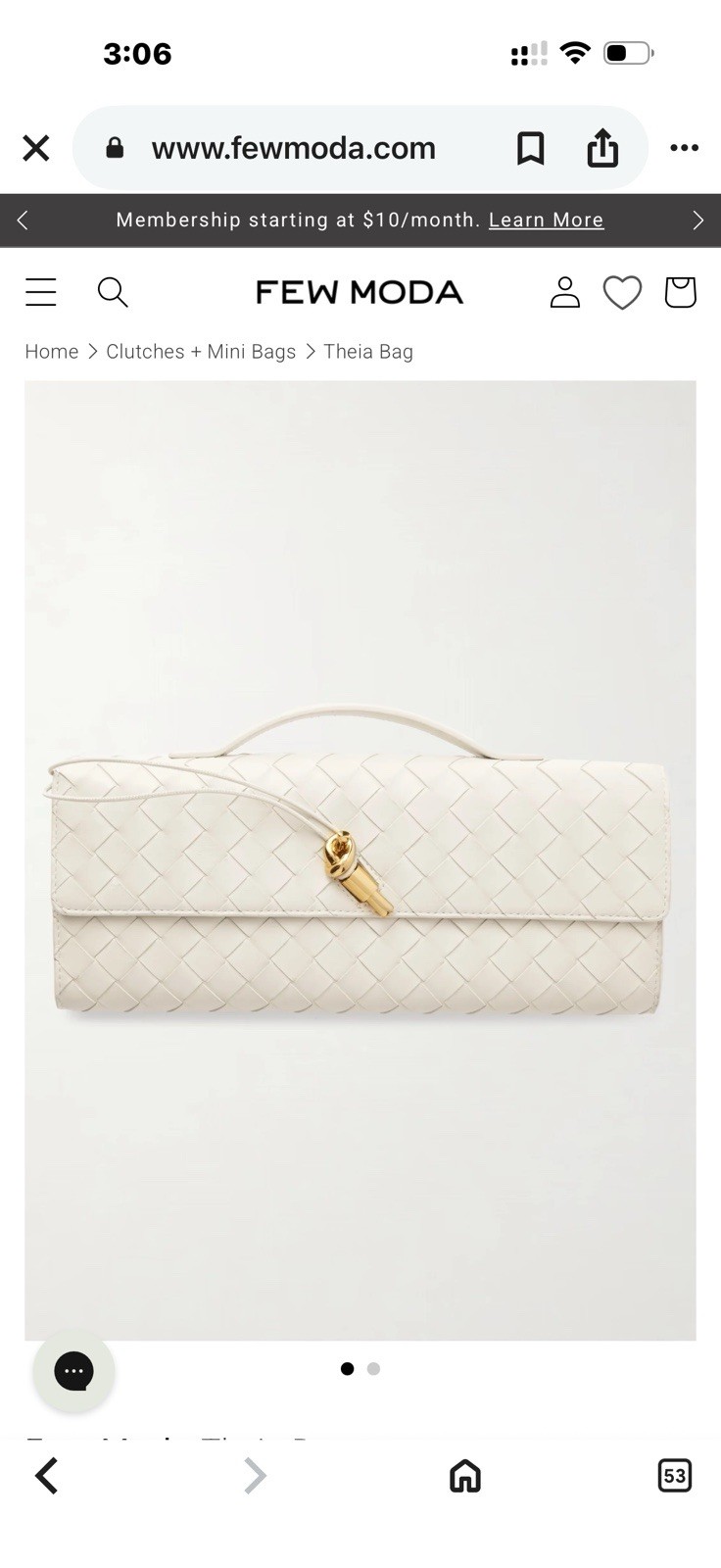 Few Moda Clutch with Crossbody Strap Cream
