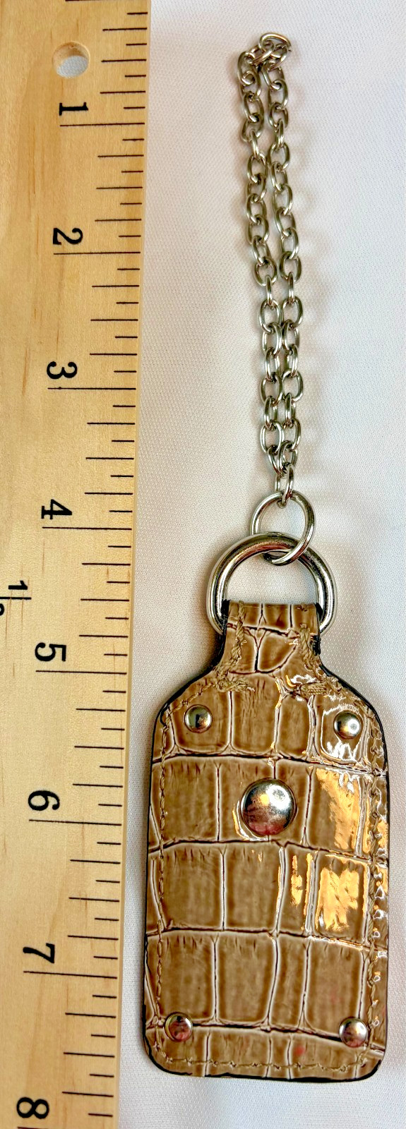 Guess Keychain Purse Charm G Logo Faux Croc Embossed Silver Hardware