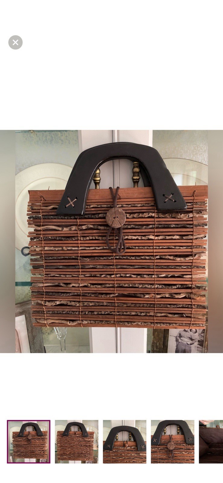 Unique Spanish Wood Clutch Made In Spain Rustic Handbag 9×10 Inches