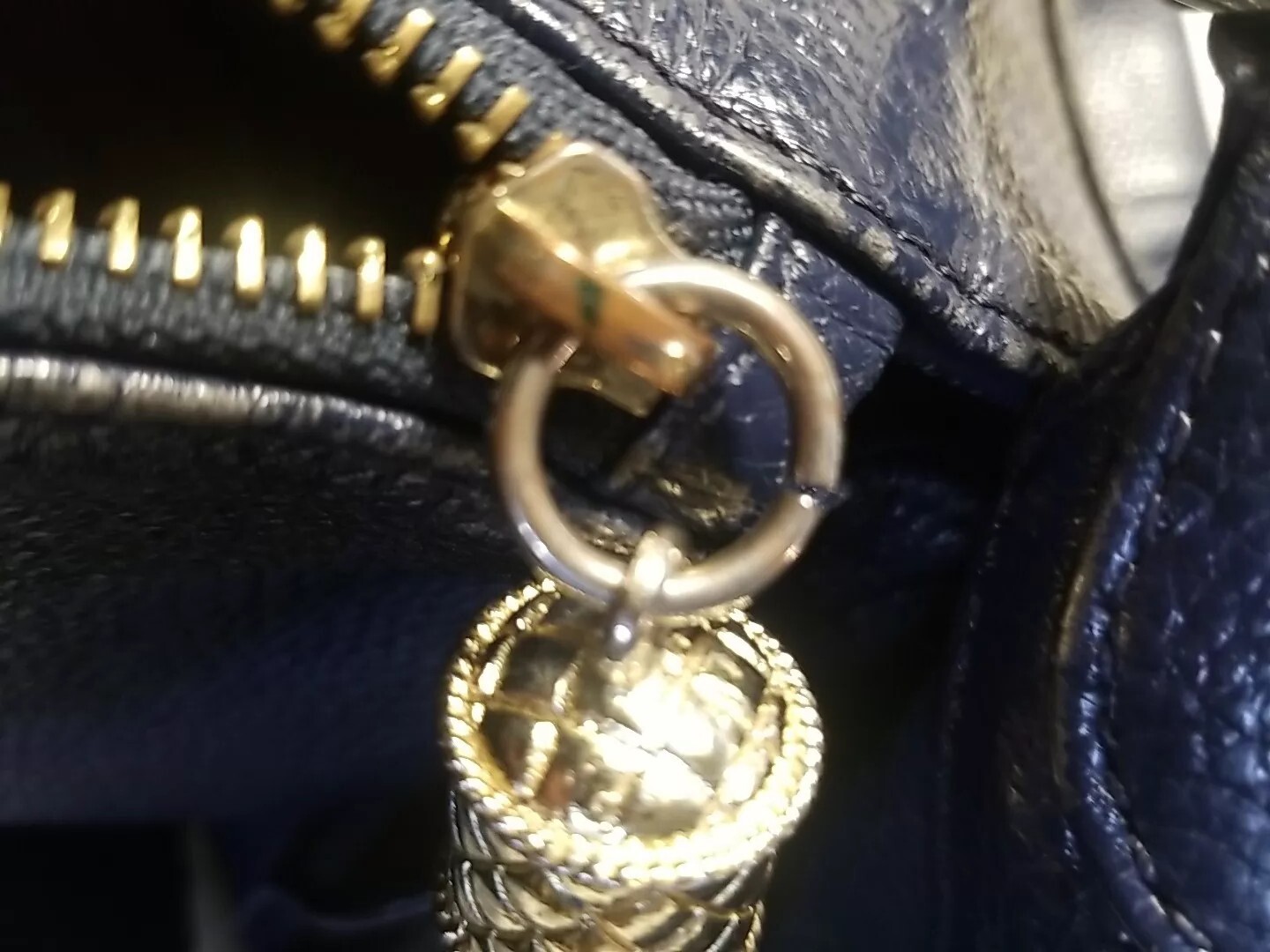 Onna Ehrlich Rachel Bag Blue Pebbled Leather Large 11×22! Crossbody Tassels!