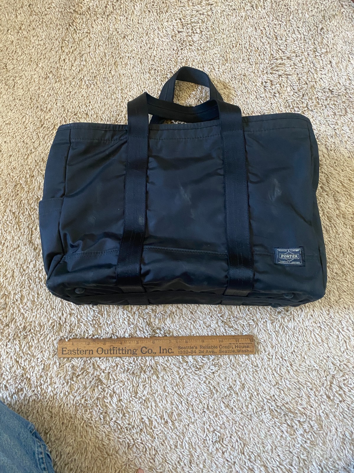 Vintage Mr Porter Black Nylon Hand Tote Bag