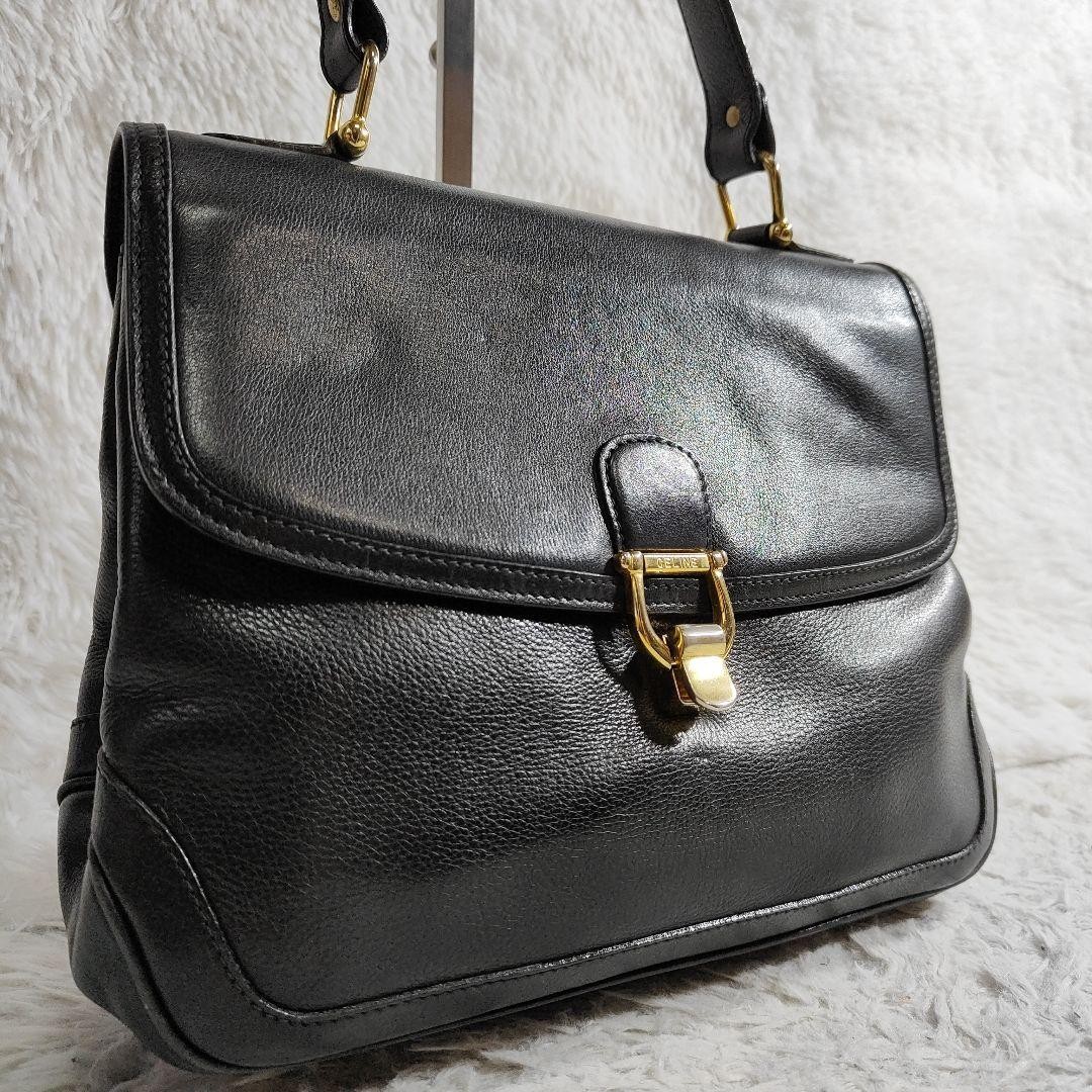 CELINE Pre-Owned Vintage Gancini Hardware Leather Handbag