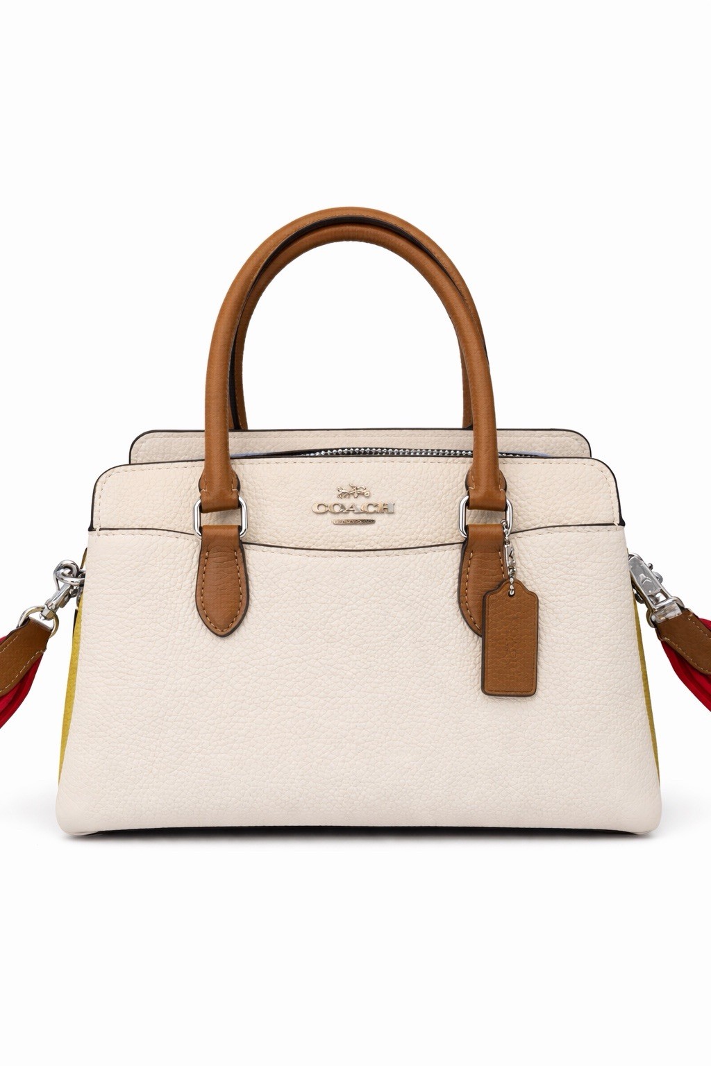 Coach colorblock pebbled satchel detachable adjustable strap