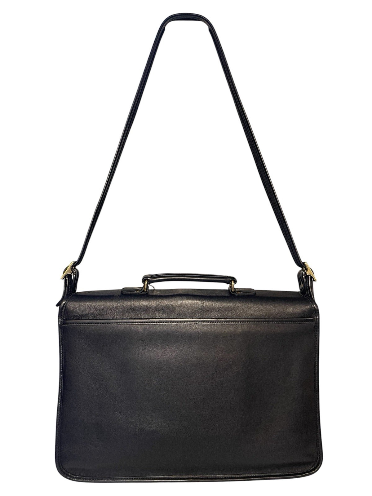 Vtg Coach 5180 Metropolitan Briefcase Messenger Black Bag Brass Turn Lock USA