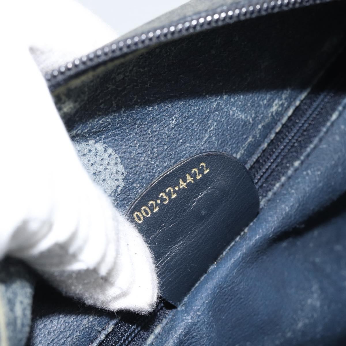 GUCCI Micro GG Supreme Hand Bag PVC Navy Gold Auth 183291