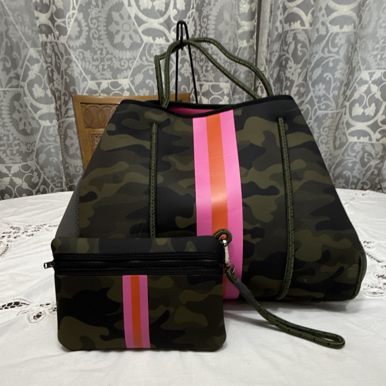 Haute Shore Camouflage/Pink Neoprene Beach Tote W/Bikini Bag