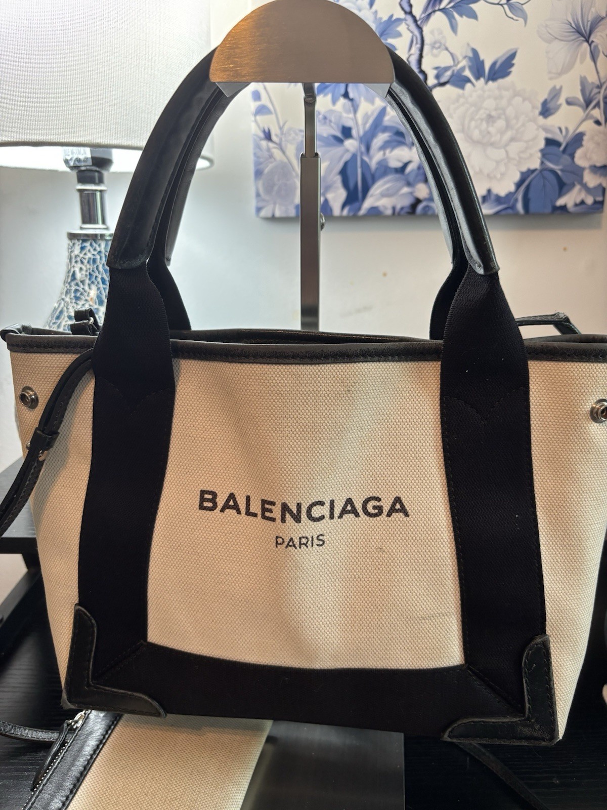 Authentic Balenciaga Navy Cabas Small Tote – Original Papers & Detachable Pouch