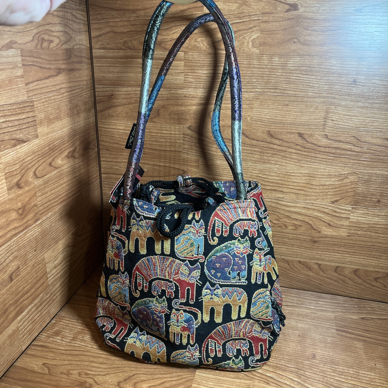 Laurel Burch Feline Story Weaving Tapestry Tote Bag Shoulder Bag Vtg NWT