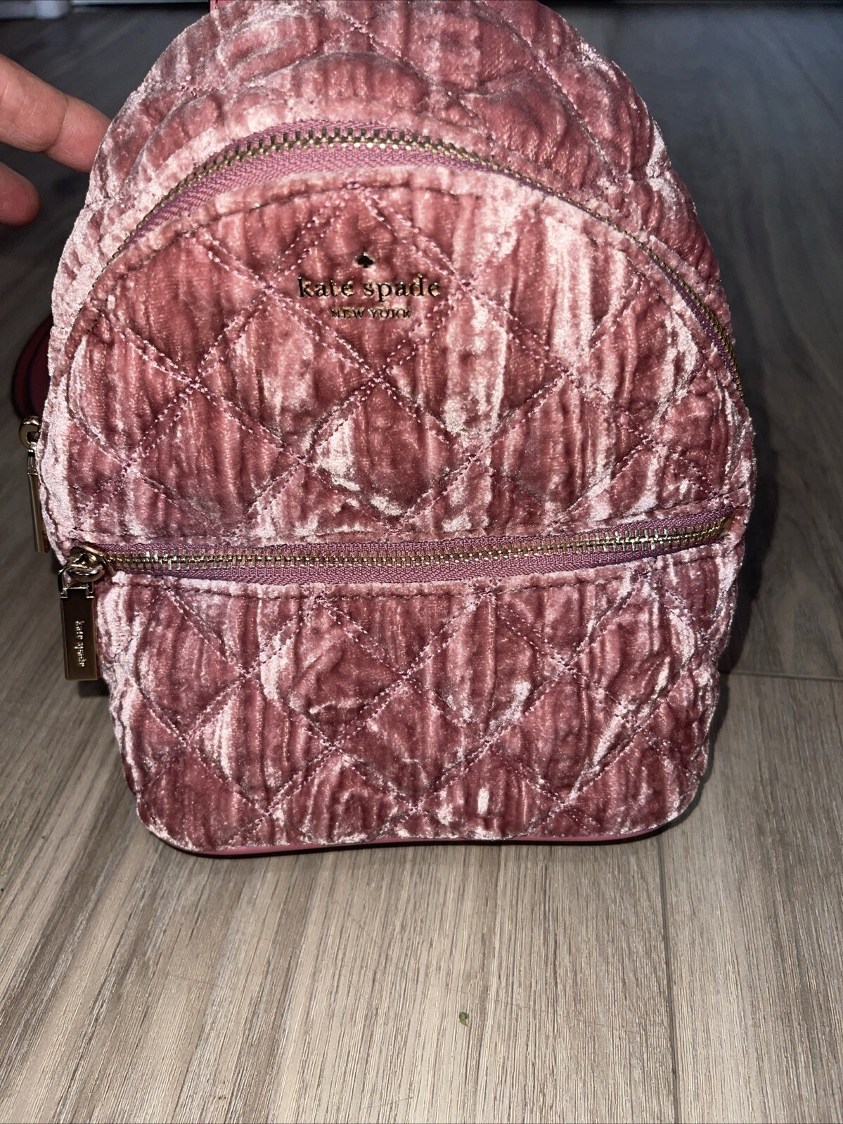 Kate Spade Natalia Mini Convertible Backpack Velvet Quilted Pink MSRP $339