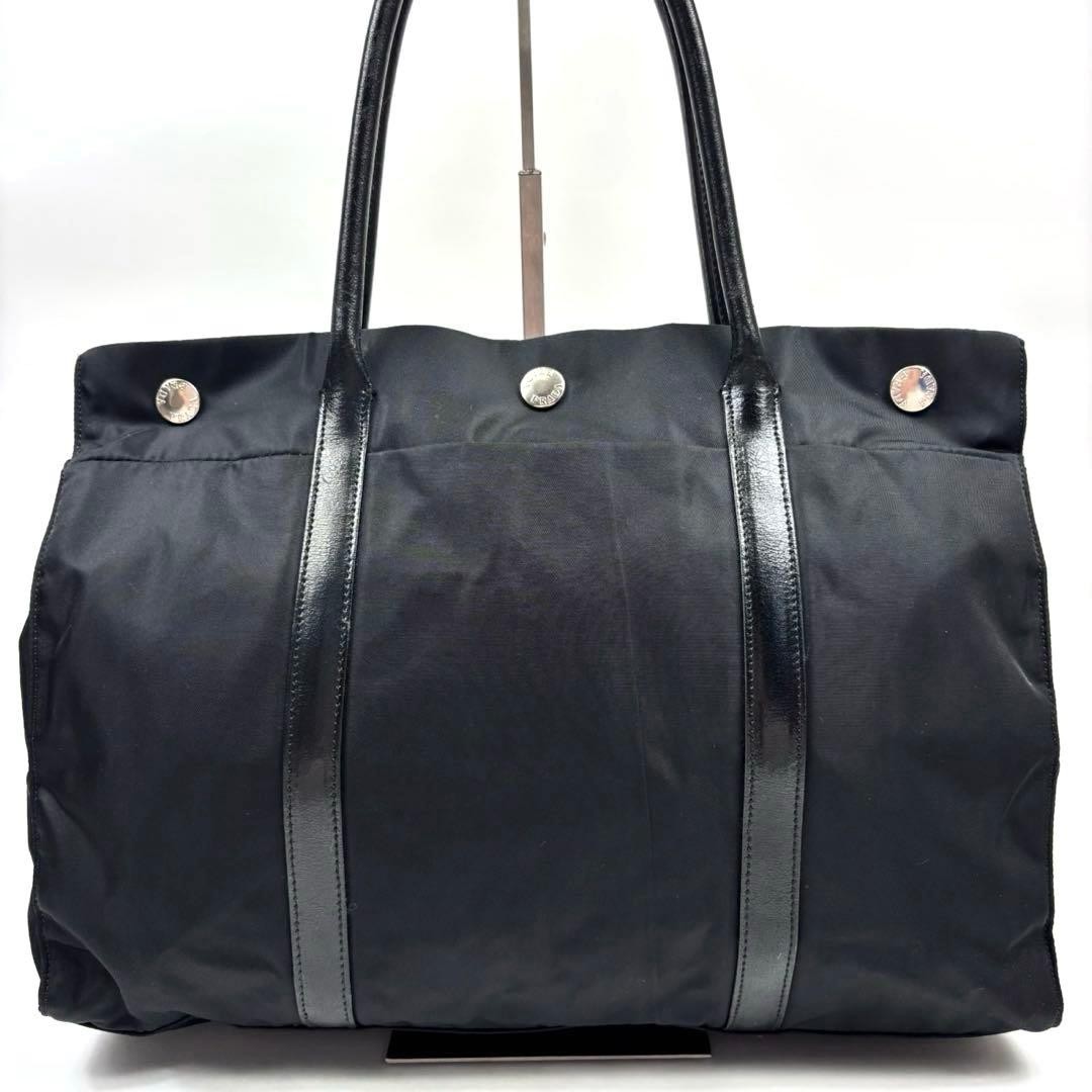 PRADA TESSUTO TREND tote bag leather nylon logo button From Japan
