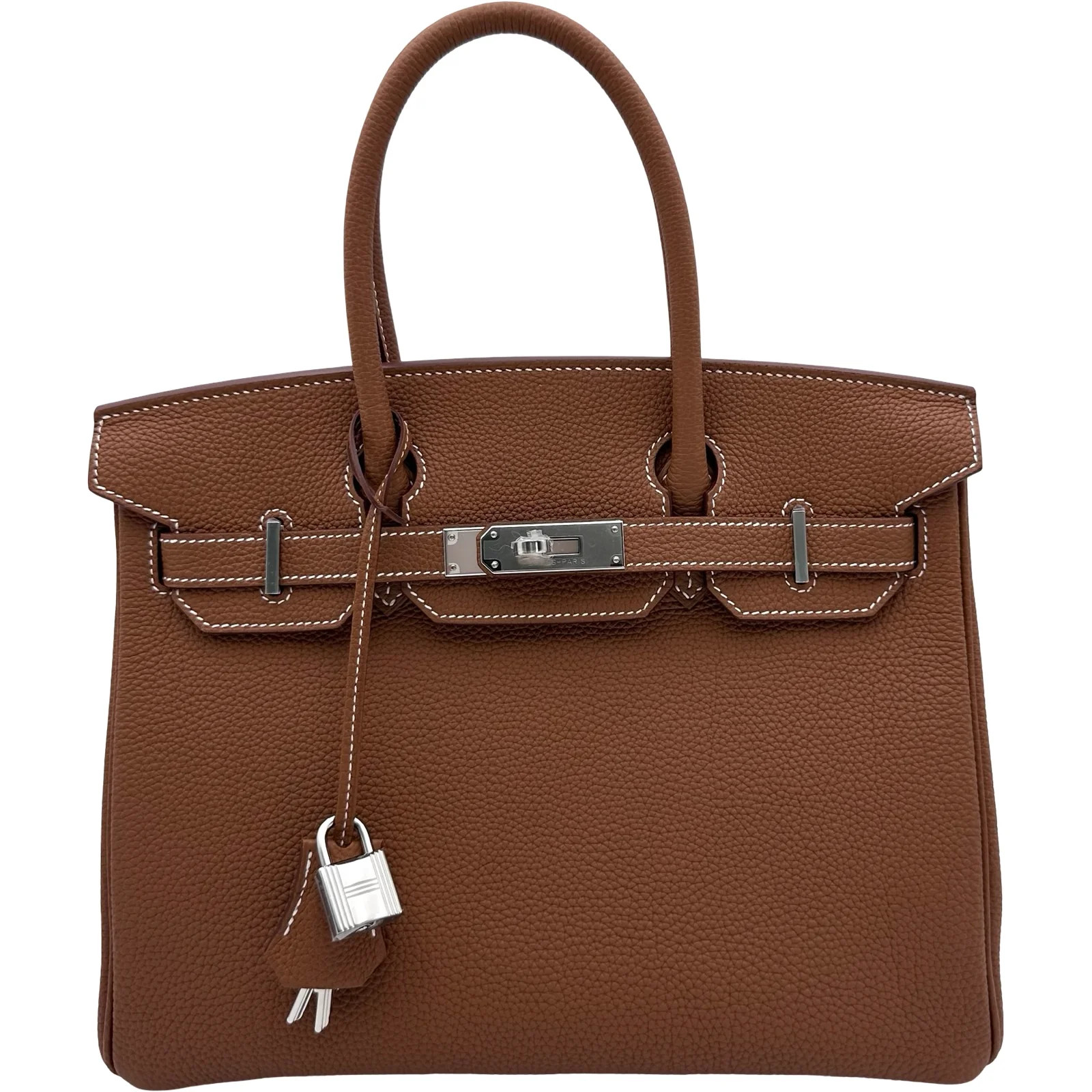 HERMES Birkin 30 Gold Togo Leather Handbag #OKB87