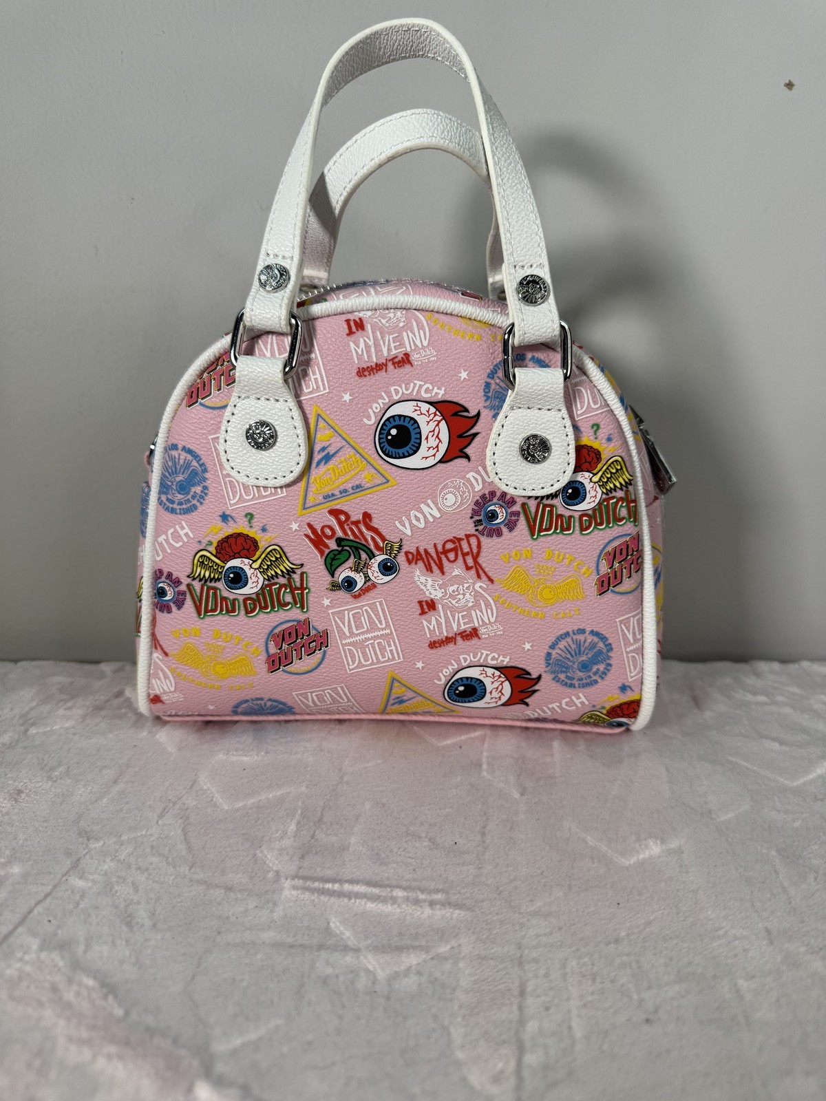 Von Dutch pink graphic print mini shoulder bag