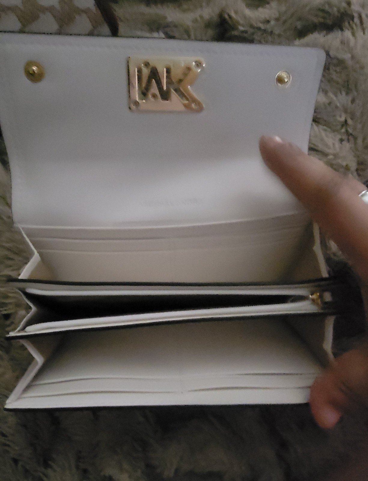 Michael Kors Large Logo Tote Beige Brown White Detachable Strap W/Matching Walle