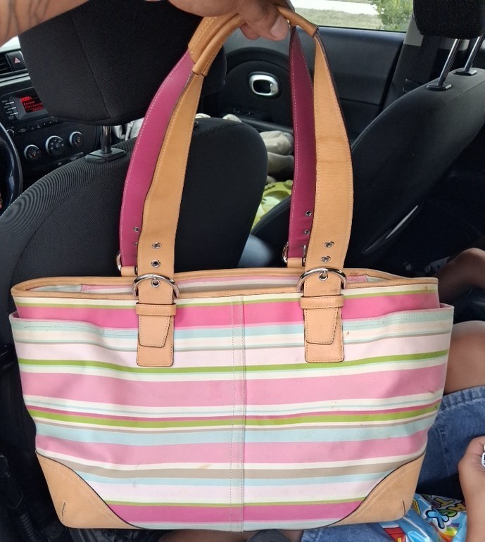 Vintage Coach Heritage Stripe tote diaper bag 5177