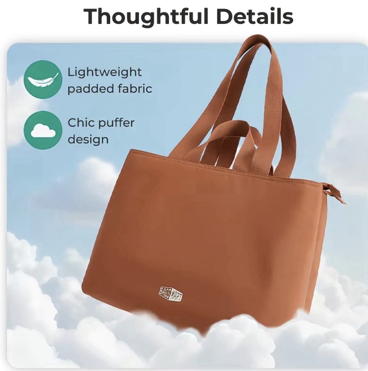 BAGSMART Halo Tote Bag for 15.6″Laptop Shoulder Bag/wallet &Metal Bag Dark Brown