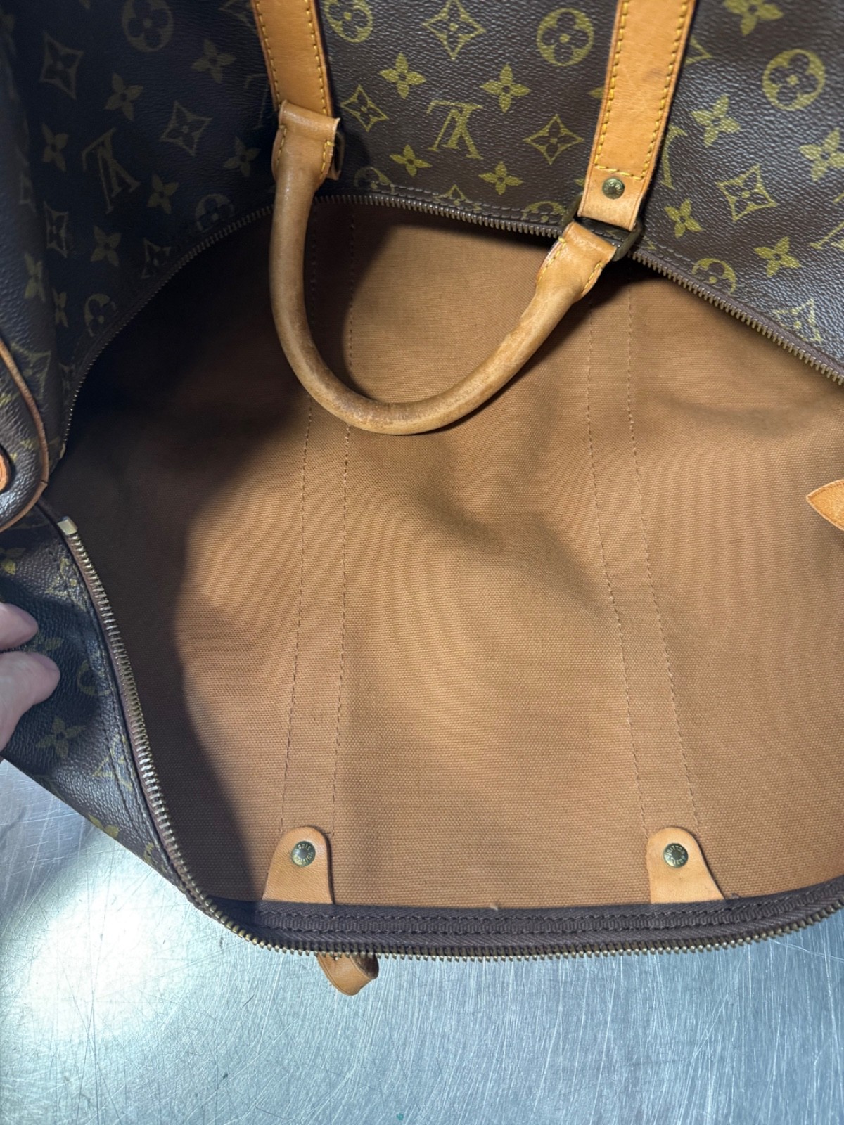 Vintage Louis Vuitton Keepall Monogram Duffle Bag 55 Brown Canvas Monogram NICE