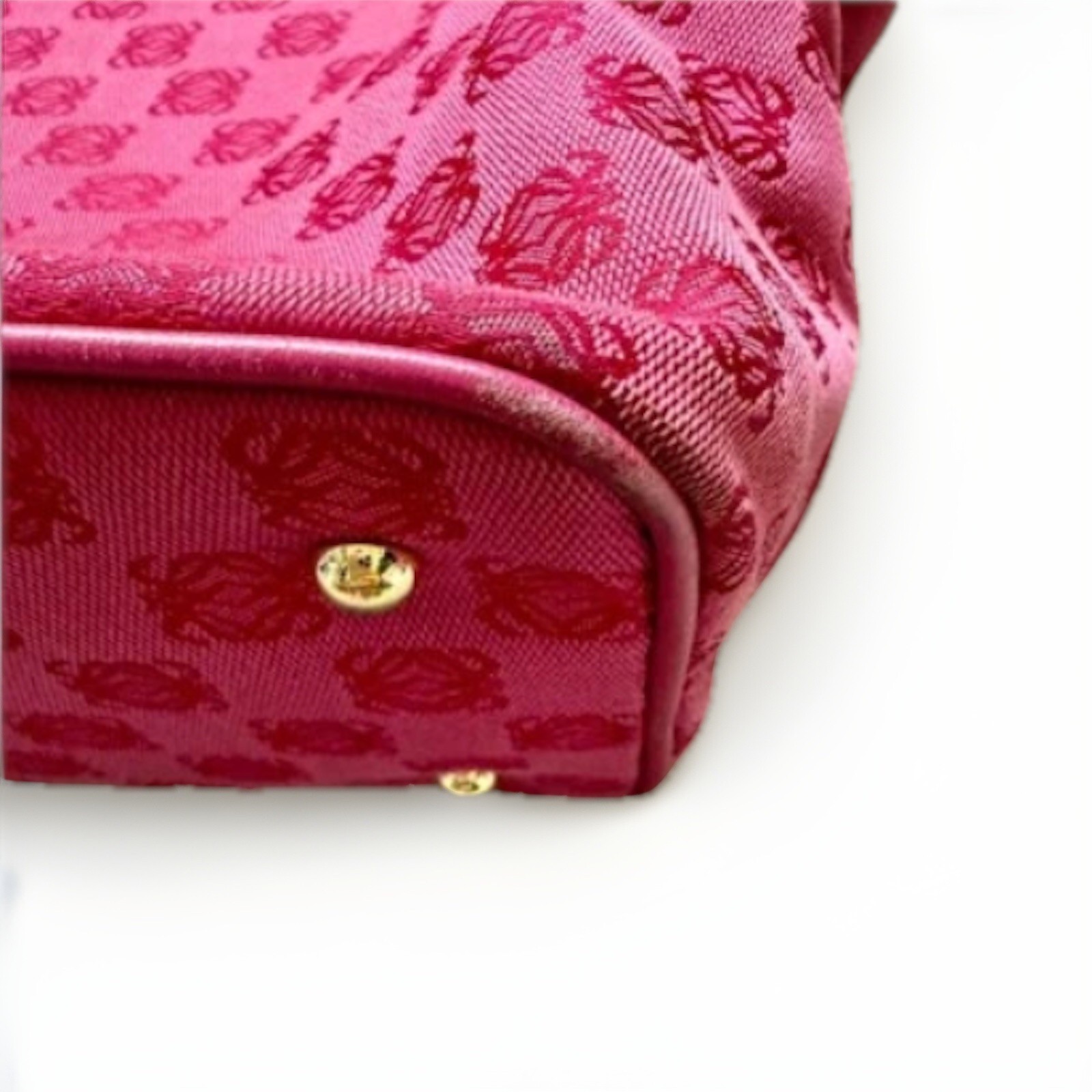 Loewe Pink Anagram Jacquard Canvas Tote Bag Logo Monogram Shoulder Bag