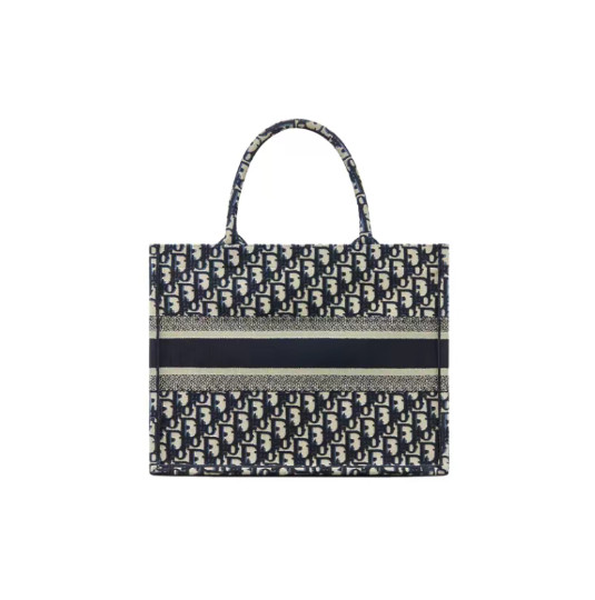 DIOR BookTote Embroidered Handbag Medium Women’s Cowboy Blue 14.2*6.5*10.8 in
