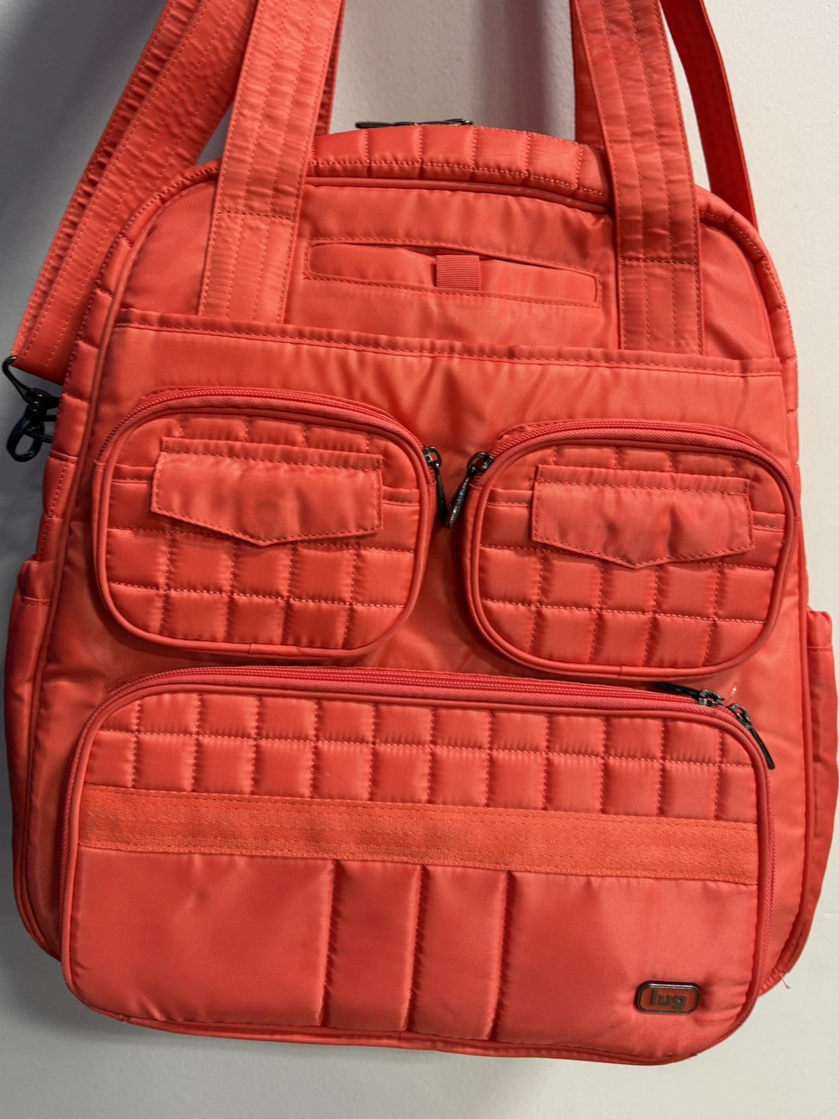 Lug Puddle Jumper Quilted Travel Tote Bag Bright Coral-Fruit Punch Rare color