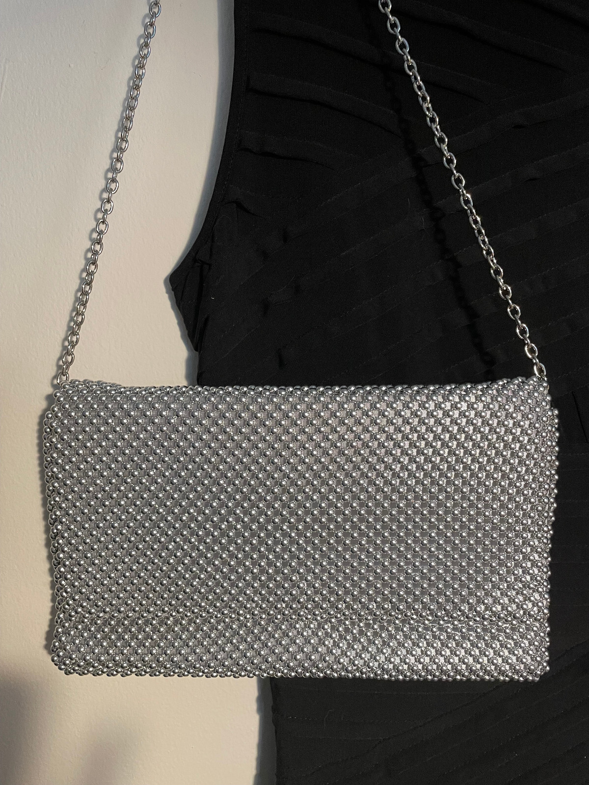 Style & Co compact silver toned shoulder bag, Dressy, Shoulder strap