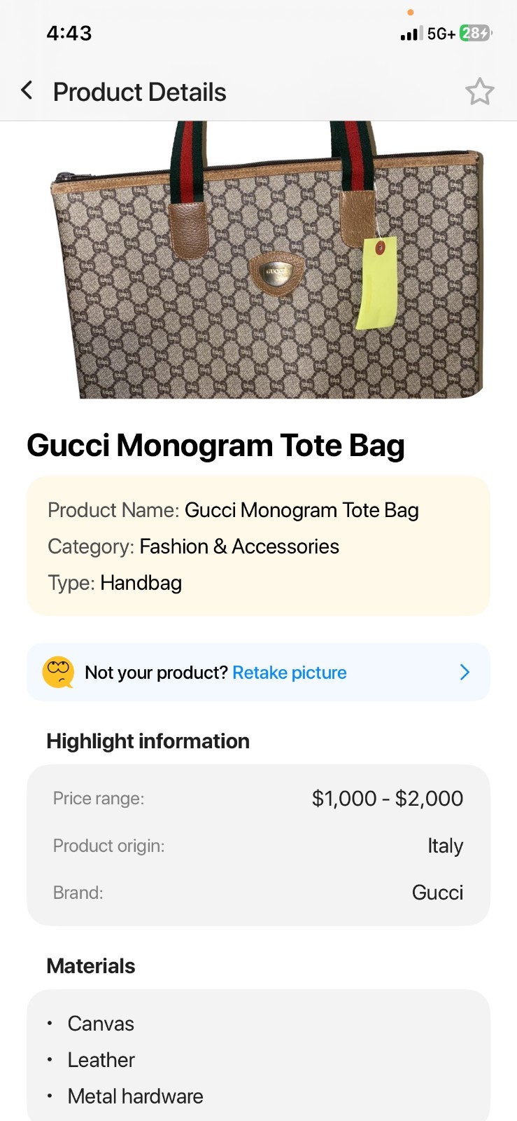 Gucci Vintage Sherry Line Tote – Signature GG – Brown
