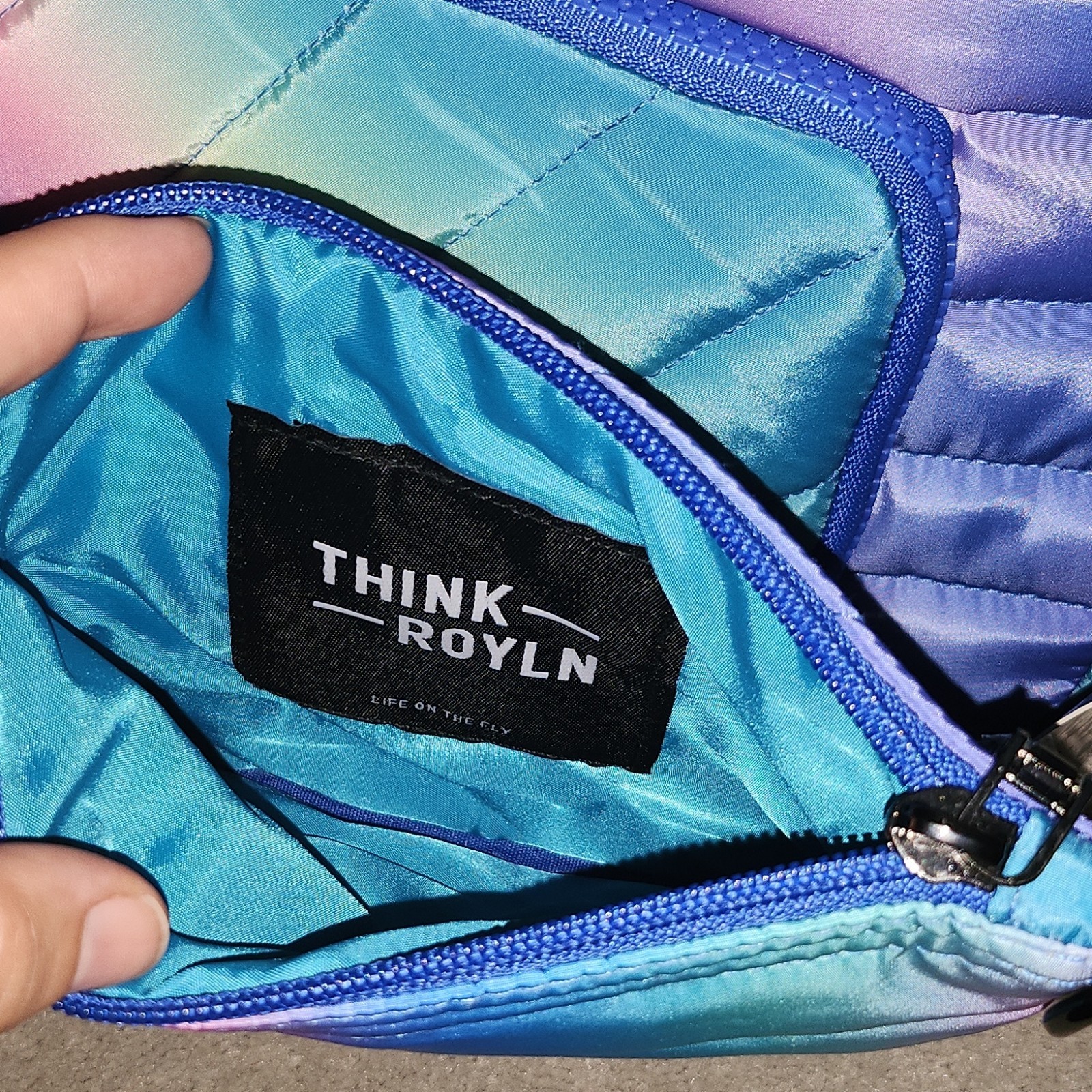 THINK ROYLN Quilted Ombré Multicolor Zip Crossbody Bag RFID Detachable Strap