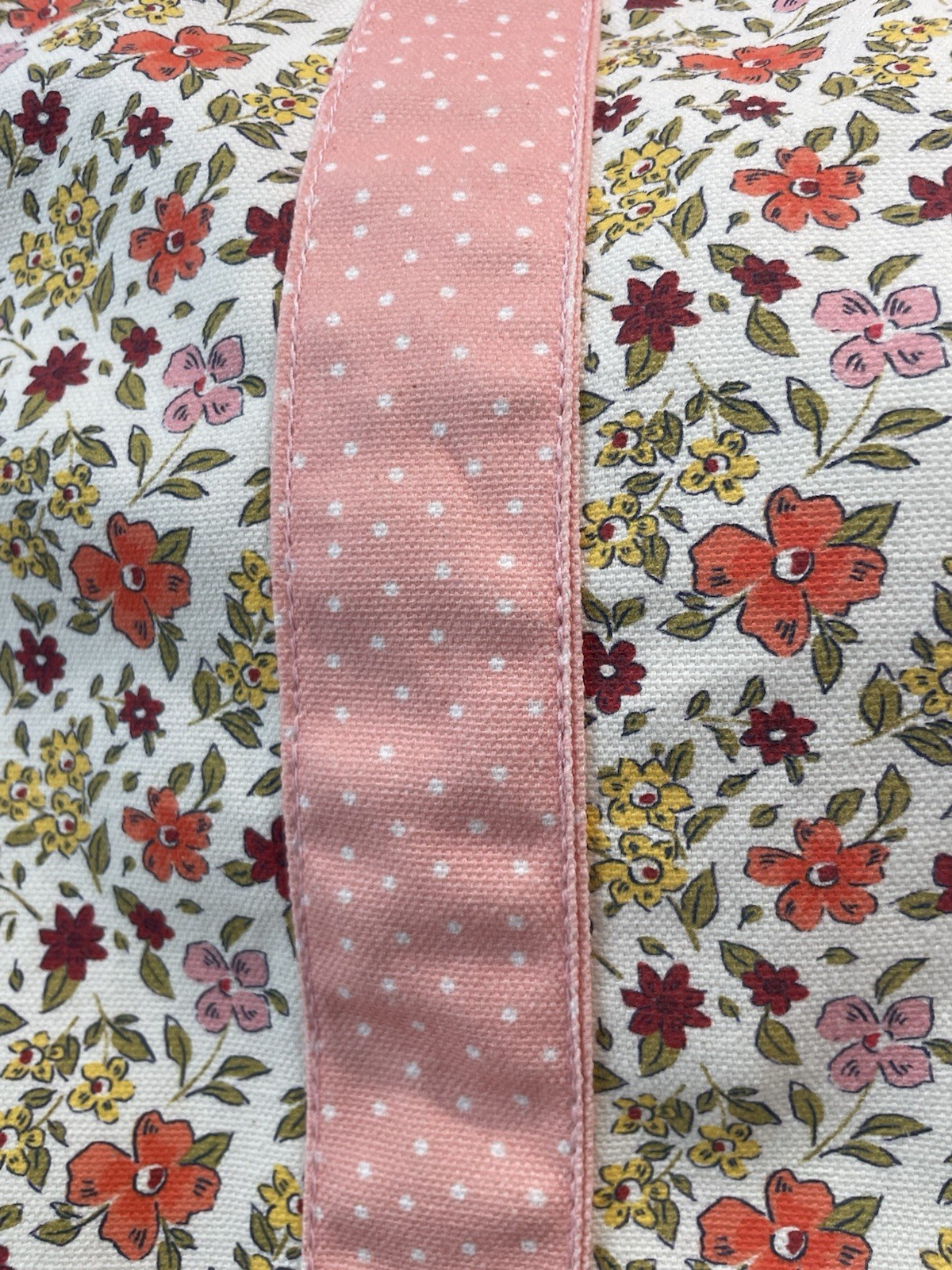 Laura Ashley Pink Polka Dots Floral Boho 100% Cotton Canvas Tote Bag Cottagecore