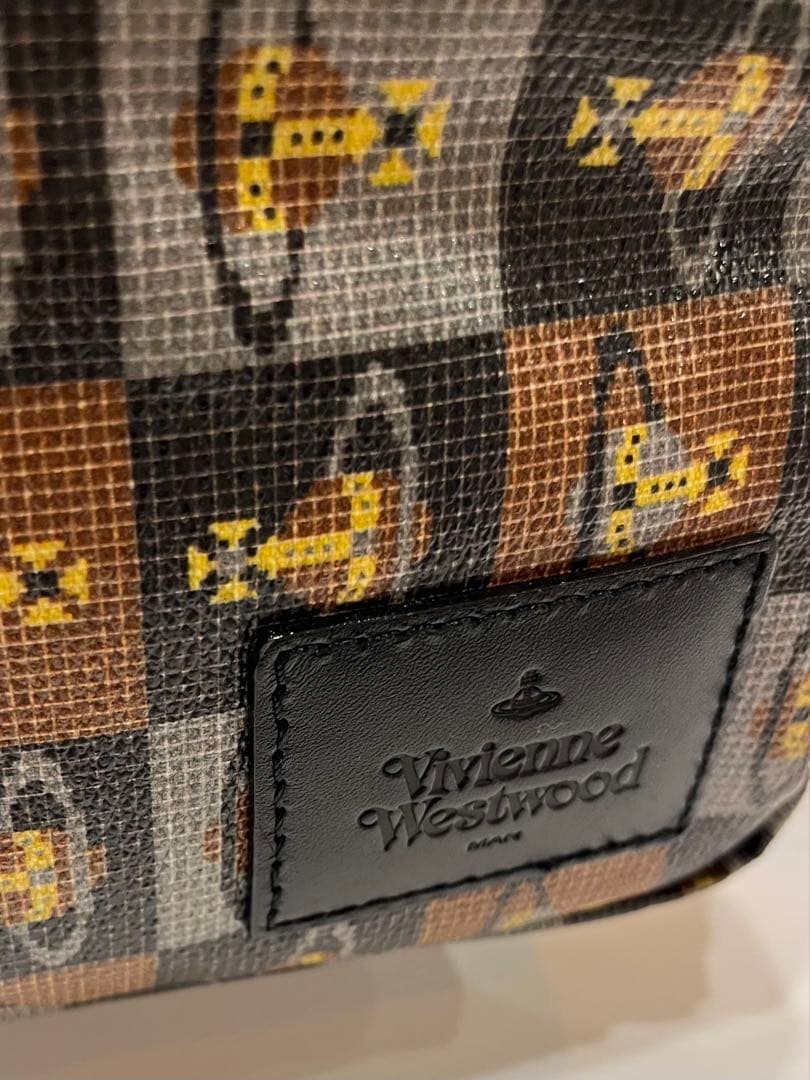 Vivienne Westwood Orb Pattern Body Bag Waist Pouch PVC Gray Strap 100cm Womans