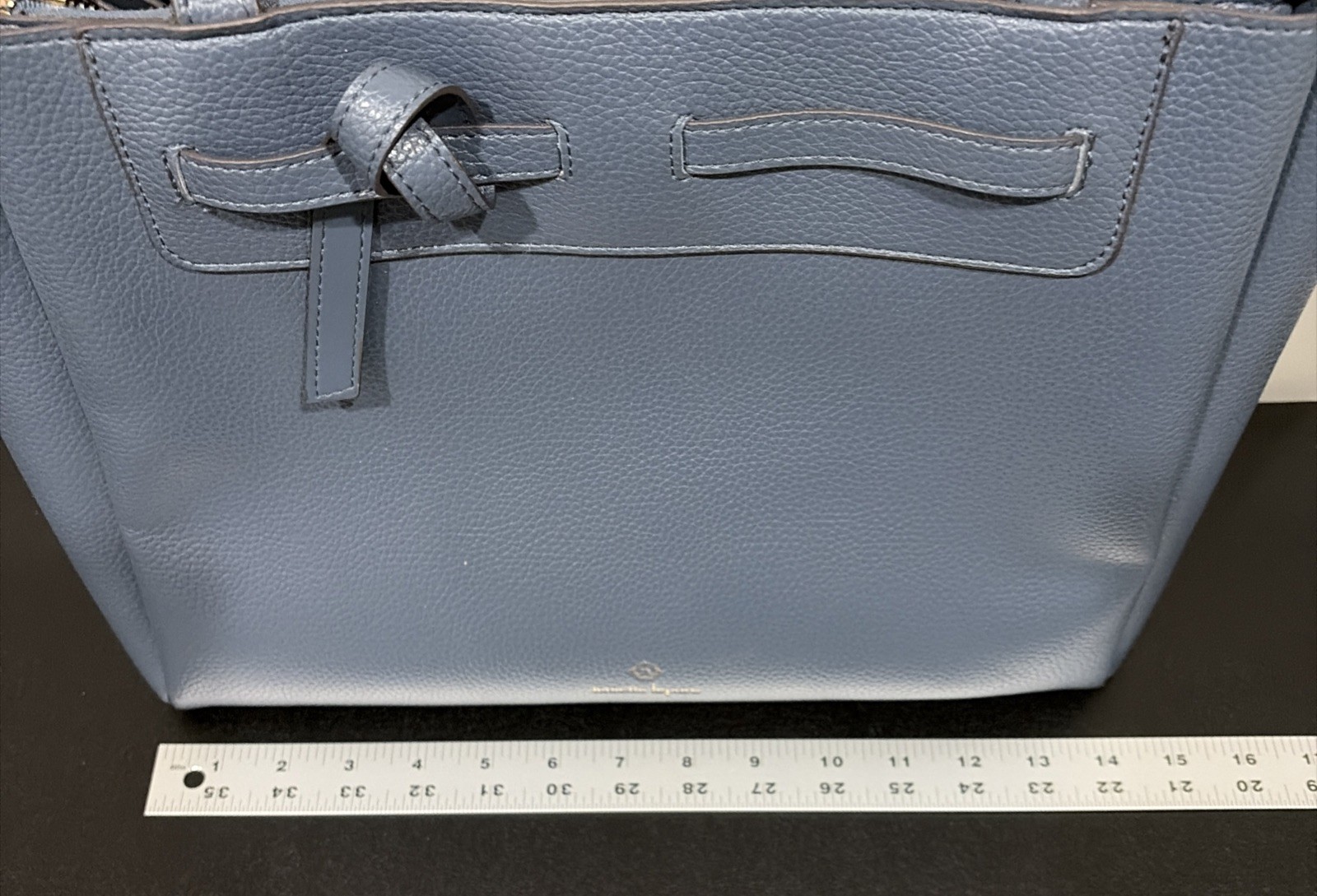 Nanette Lepore Arriss Tote Shoulder Bag Steel Blue Faux Leather Purse