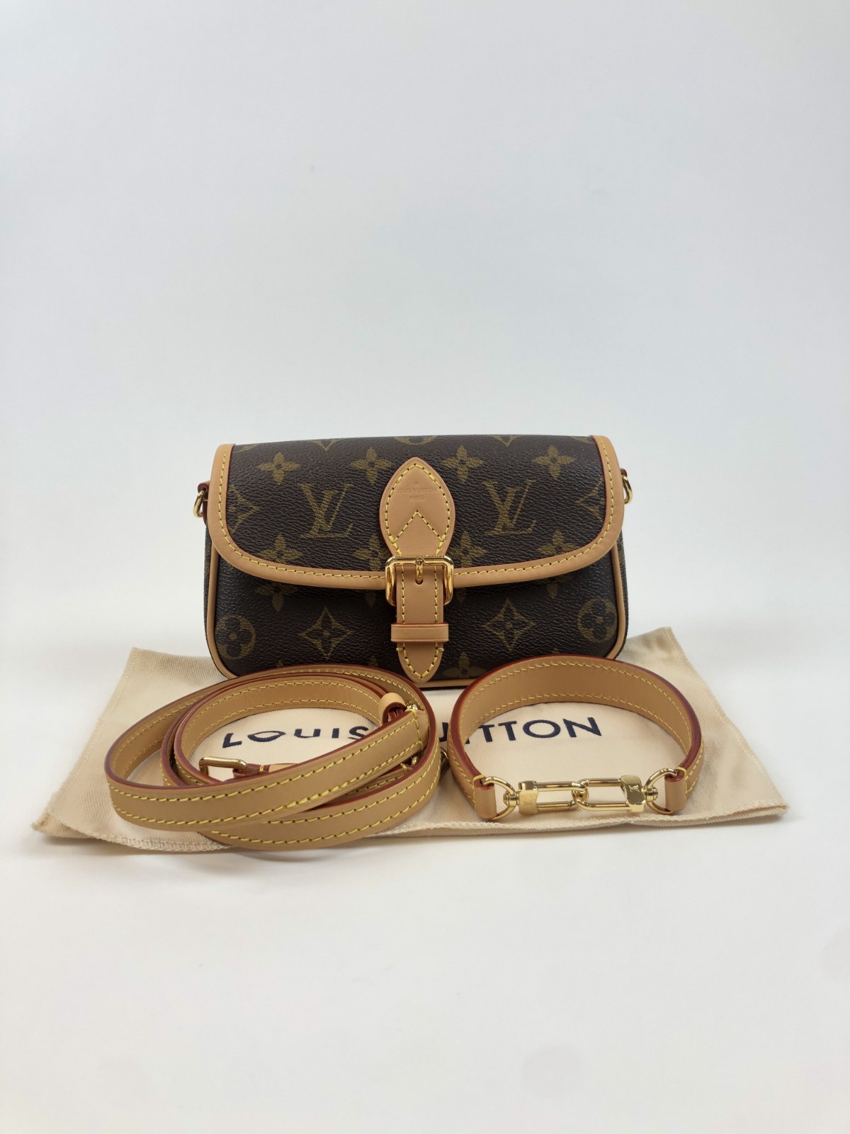 Louis Vuitton Nano Diane Monogram Canvas Mini Handbag Top Handle Crossbody Bag