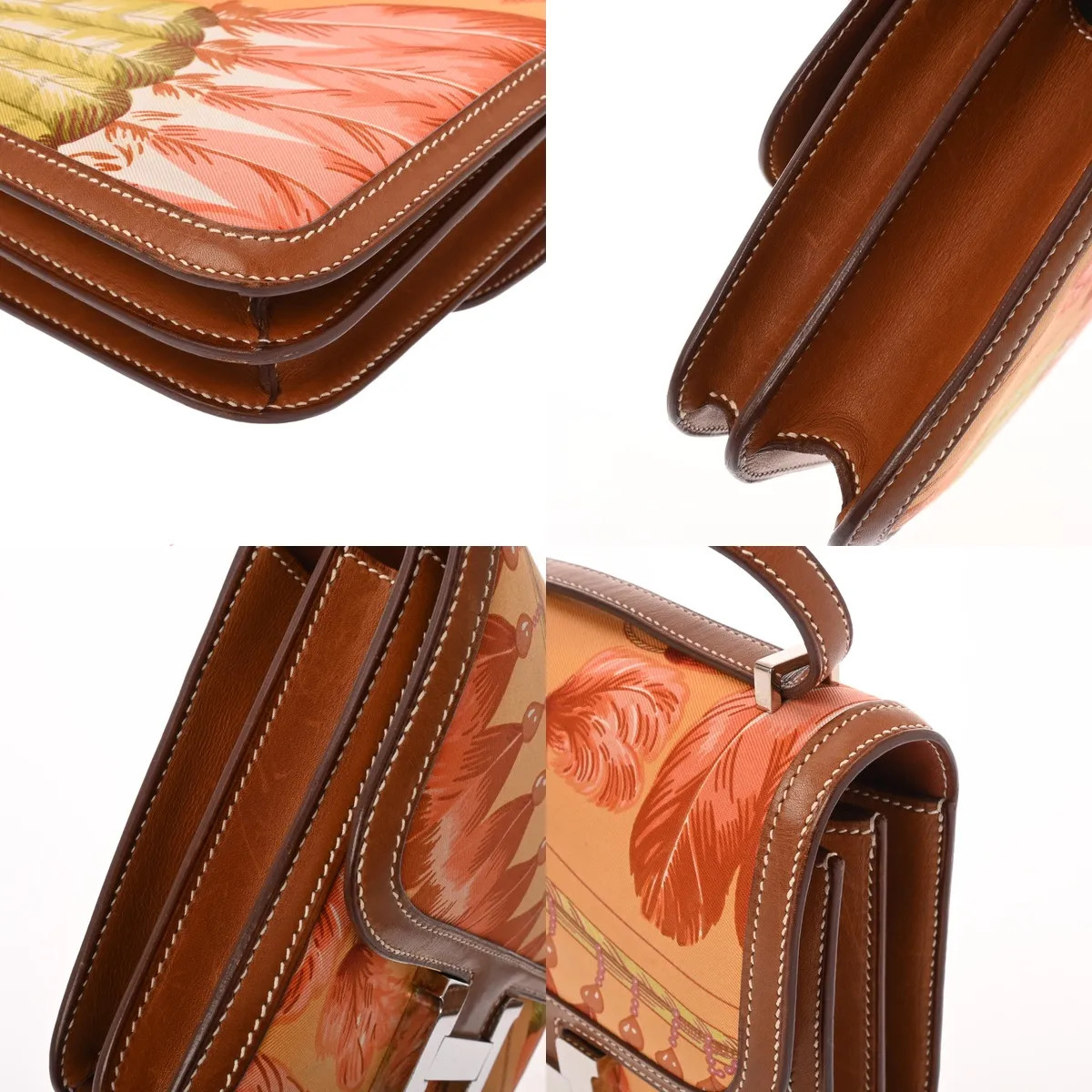 Hermes Constance3 18 Shoulder Bag Barenia Leather / Silk Multicolor #WB5684