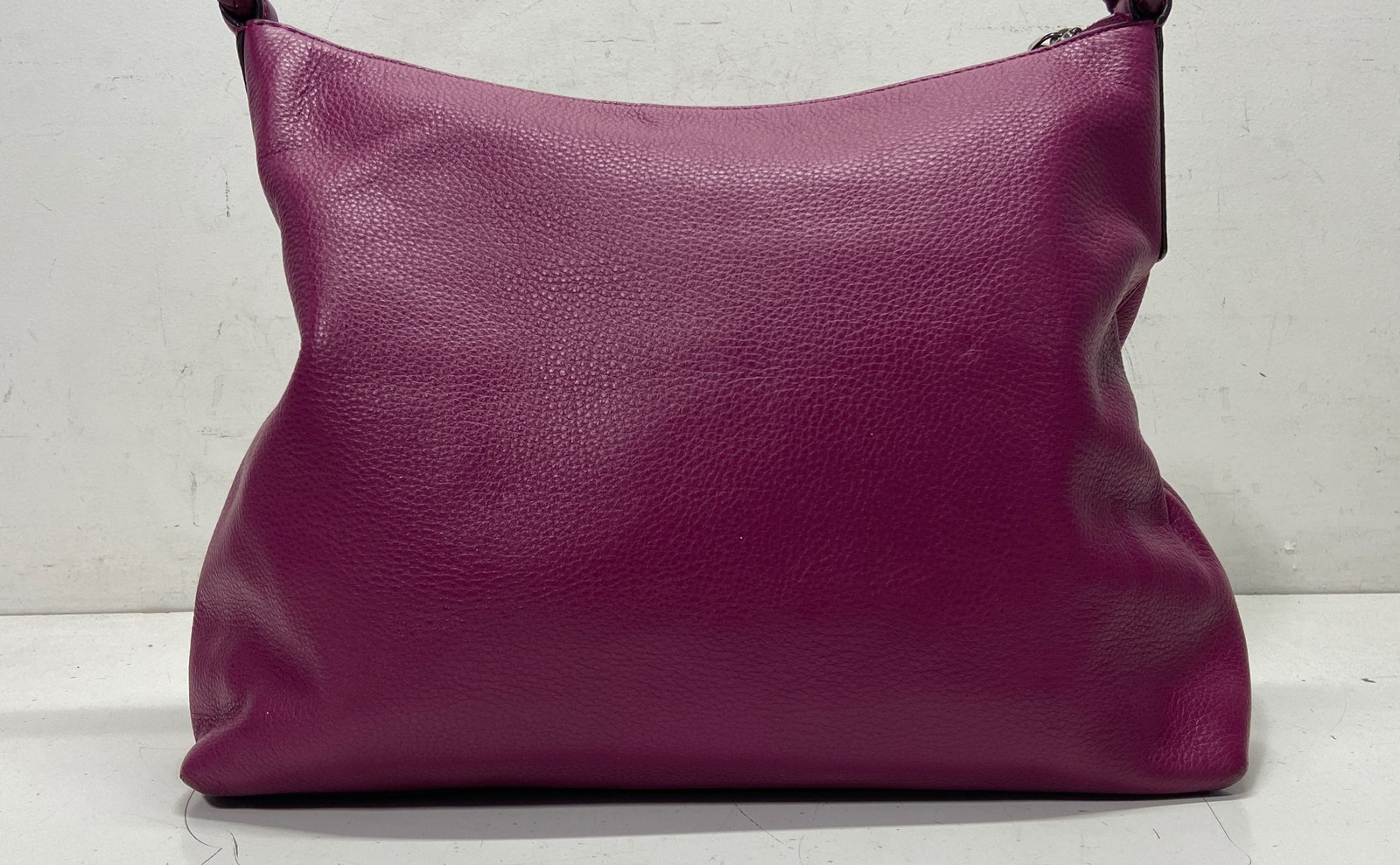 Michael Kors Plum Pebbled Leather Braided Strap Hobo Shoulder Bag Silver