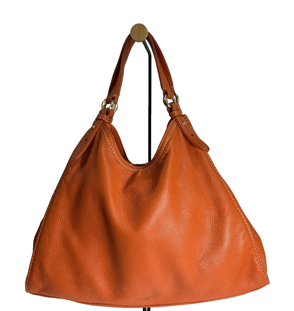 Cole Haan Women’s bags Burnt Orange Pebbled Leather Handbag Adjustable Straps **