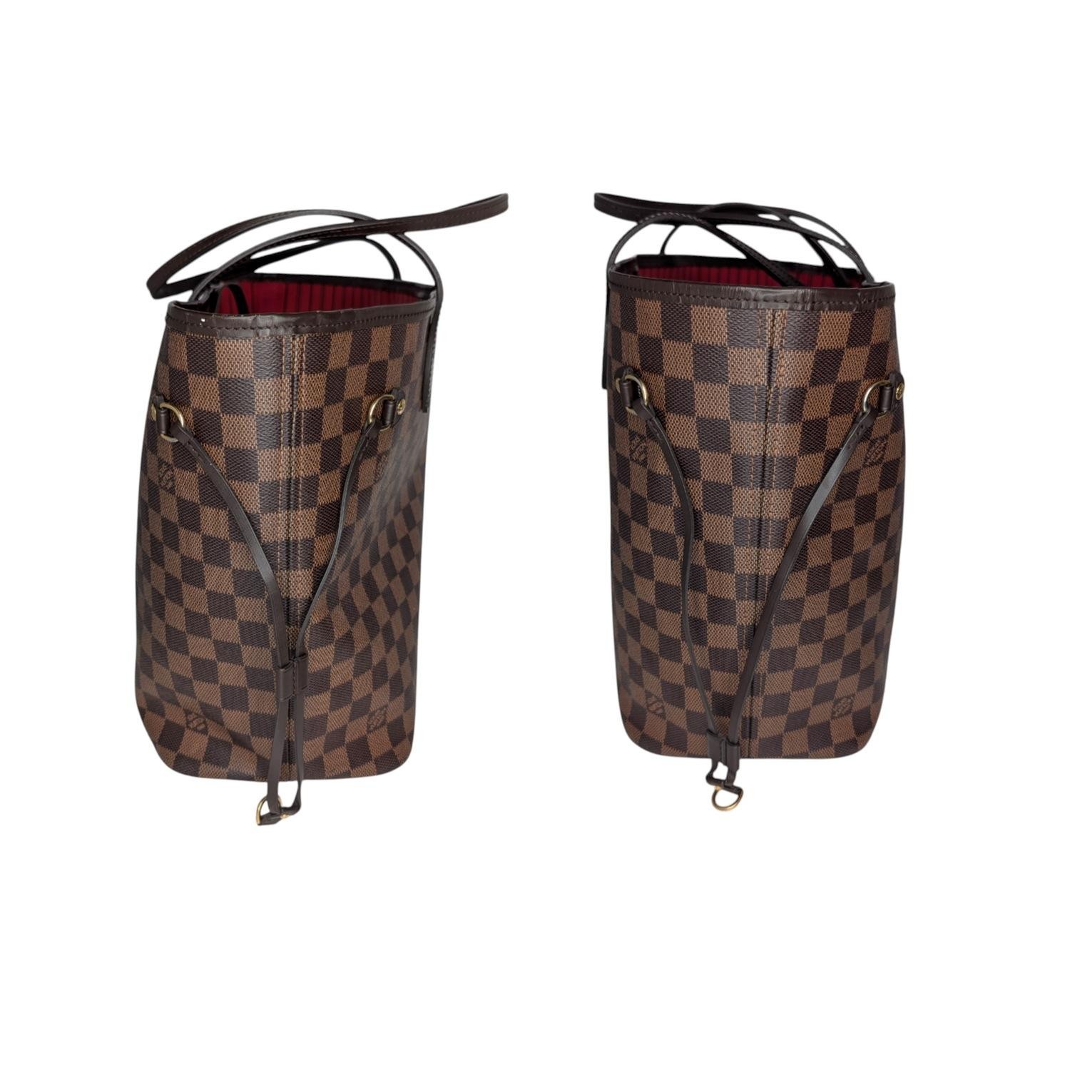 Louis Vuitton 2021 Neverfull MM Damier Ebene Tote Red Cherry